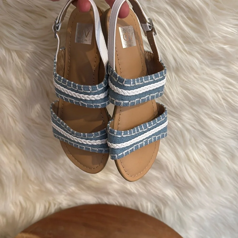 DV by Dolce Vita Clovar Denim Braided Sandals Girls Size 2 NWT